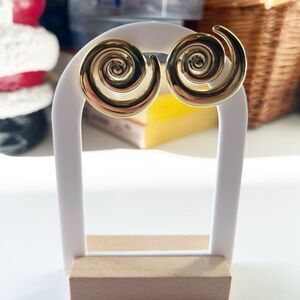 NIP Gold Spiral Fashion Statement Earrings